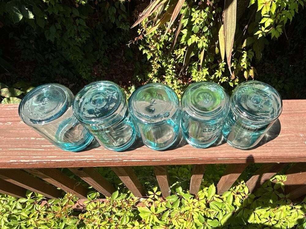Set of 5 Vintage Blue Ball Perfect Mason Jars, Various Numbers, No Lids - Picture 6 of 12